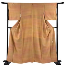 JAPANESE KIMONO KOMON Orange 160cm 5 ft 3 in PURE SILK AA8927