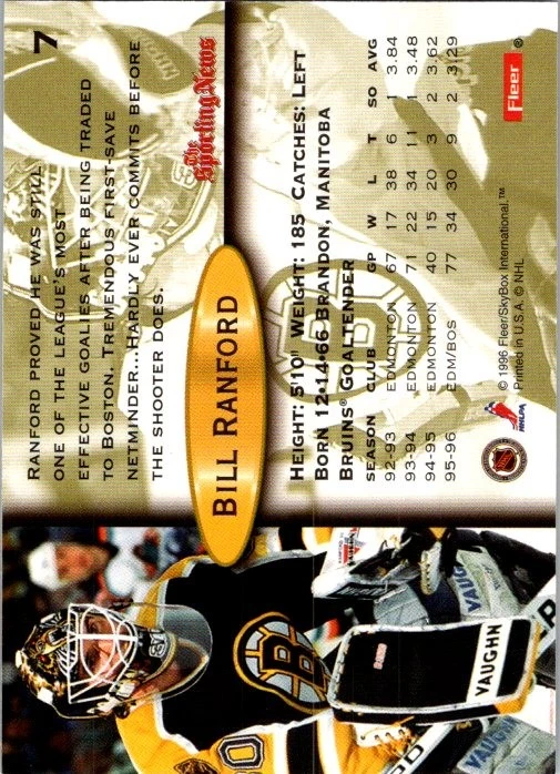 1996-97 Fleer #7 Bill Ranford - Image 2 of 2