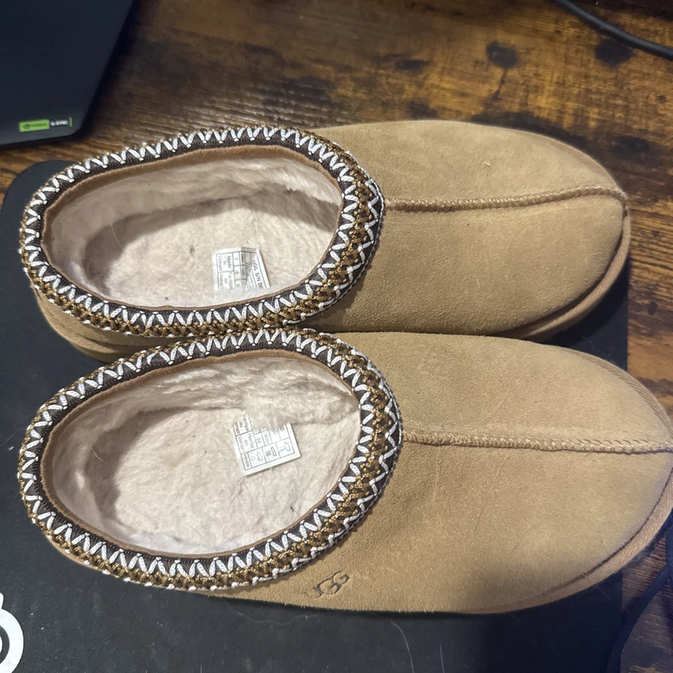 UGG Tasman II Slippers Womens Size 7 Chestnut Brown Suede Sheepskin Clog Comfort - Image 2 of 4