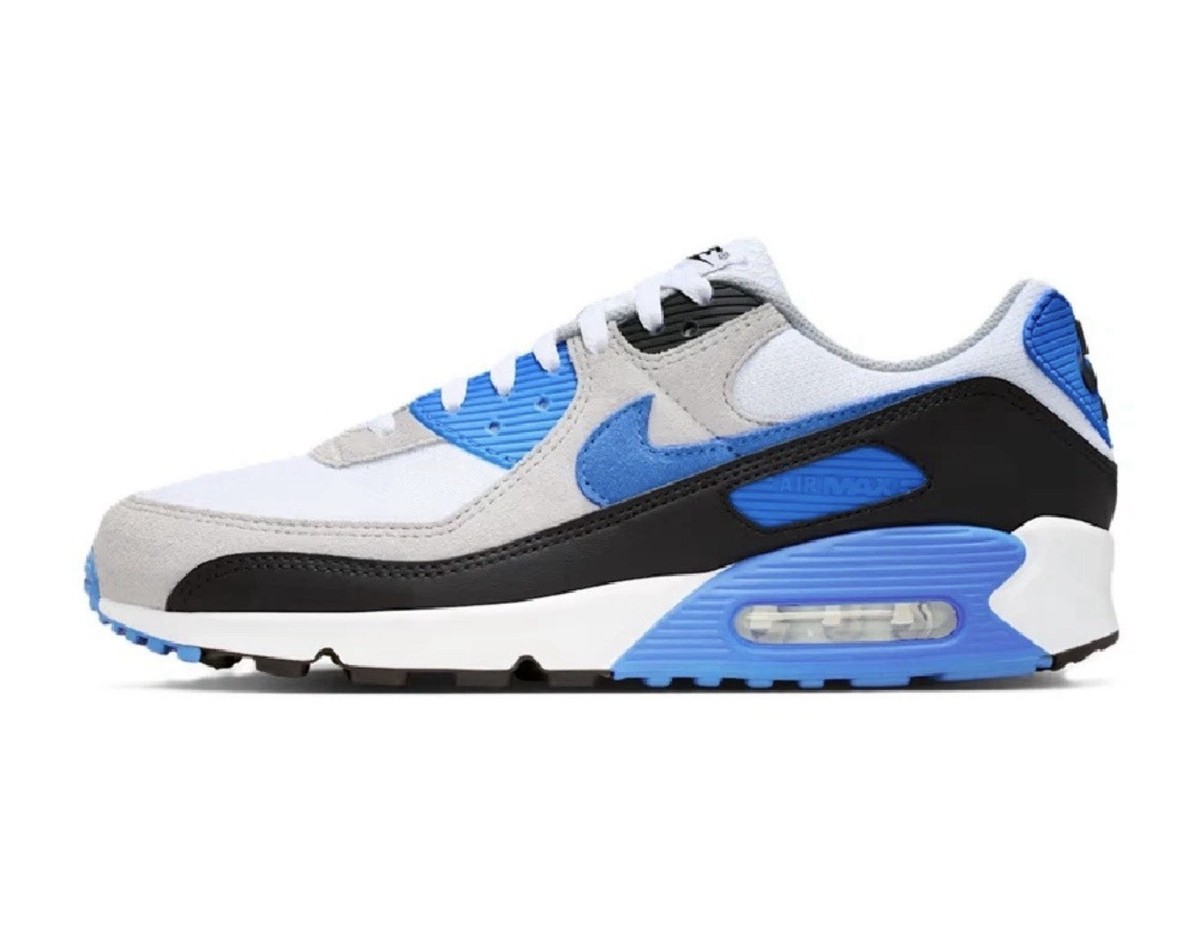Size 11.5 - Nike Air Max 90 White Blue Crystal for sale online | eBay