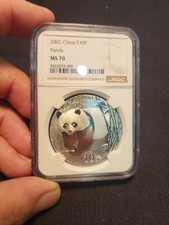 L1 China PRC 2002 Silver 1 Oz. Panda NGC MS-70