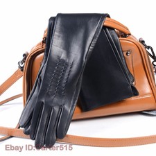 Women's Real Double-Sides leather Unlined Overlength Party evening long gloves