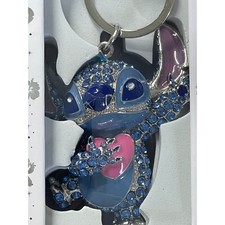 Disney Stitch Blue Rhinestone Keychain Sparkly Character Bag Key Accessory NEW