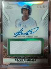 2025 Topps Chrome Pro Debut Arjun Nimmala Jumbo Relic Auto #123/300 Blue Jays