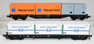 PIKO H0 2 x Containerwagen je 4 Achsen der DR in Ep. IV mit Container KKK/NEM