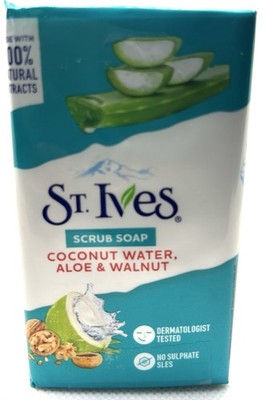 St. Ives' Scrub Bar Soap with Coconut Water, Aloe, and Walnut (4 Pack)-NEW!!!