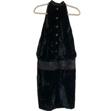 Vintage Gunne Sax Womens 6 Black Velvet Drop Waist Midi Dress Grunge Goth Witchy