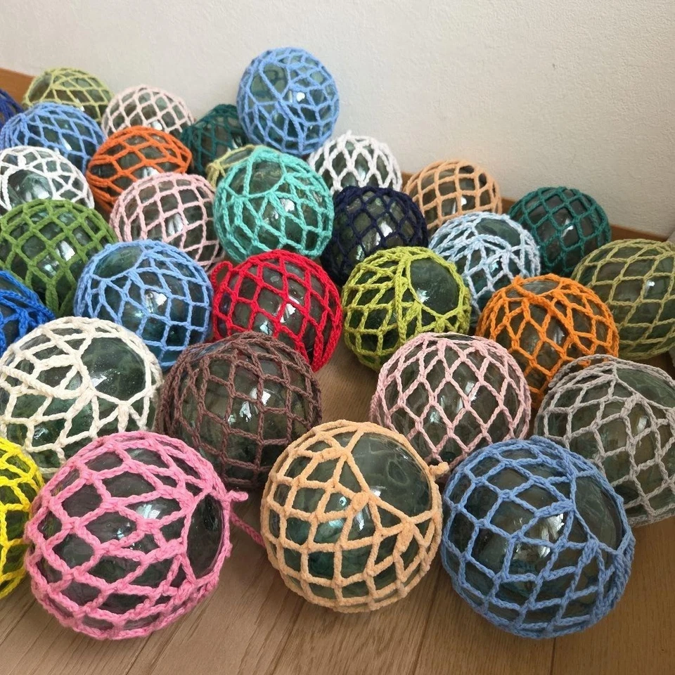 Bola de boya flotadora de pesca de vidrio vintage japonesa conjunto de 38 diá. Red Japón 10cm Foto 3 de 4