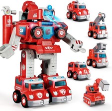 Transformers Toys for3 4 5 6 7 8 Year Old Boys, 5-in-1 Fire Truck Car Toys Take 