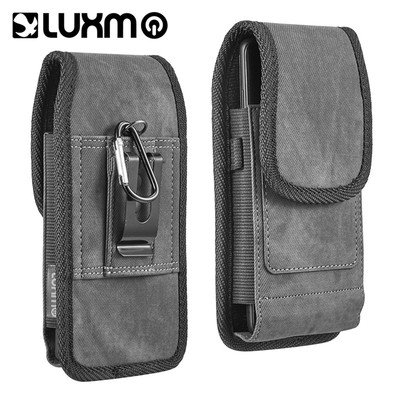 For LG G FLEX 2 Grey Denim Fabric Belt Clip Holster Pouch Case Cover