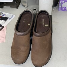 Merrell Encore Groove Dark Brown Nubuck Leather Slip On Clog Mules Womens Size10