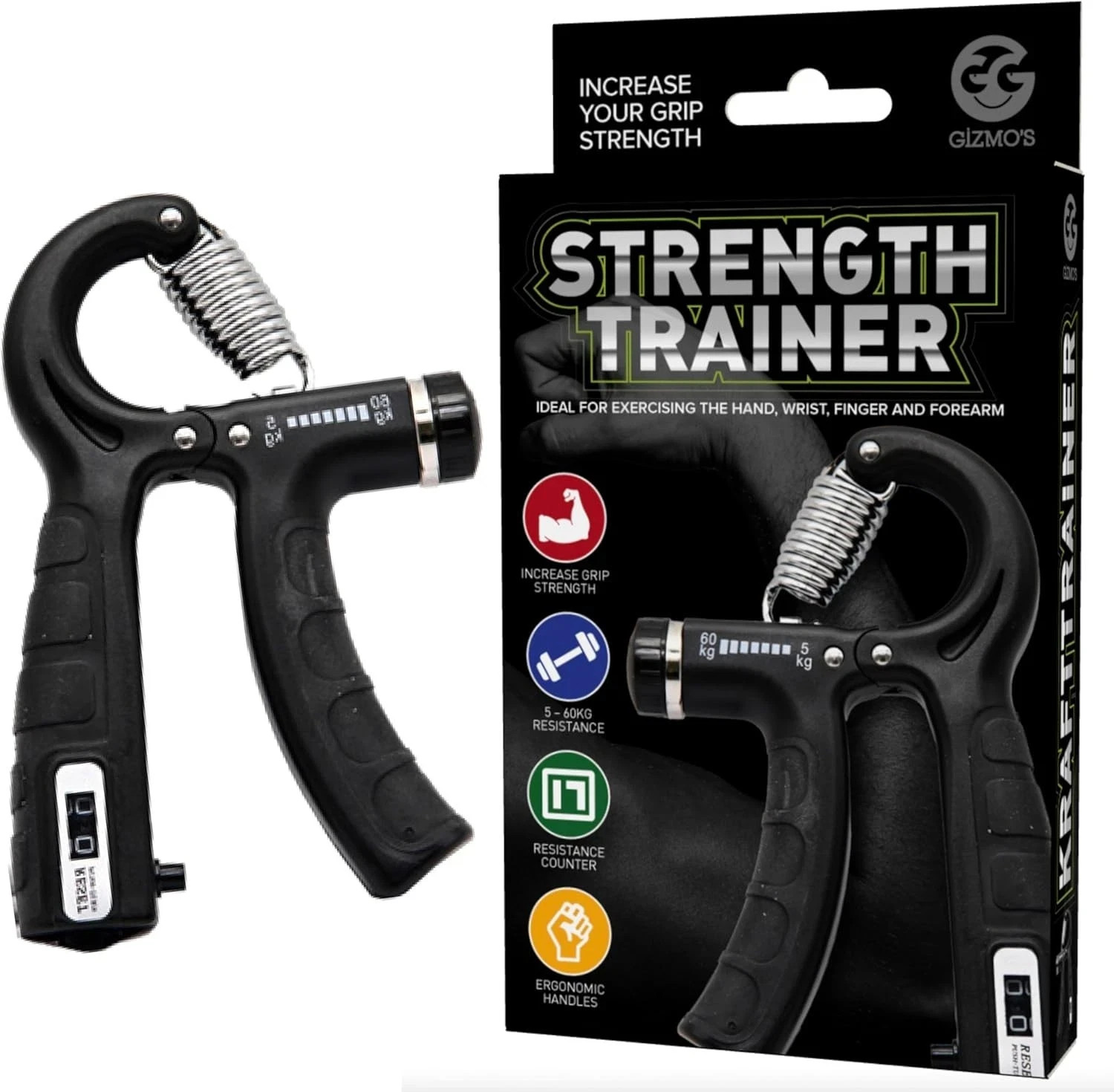 5-60KG Sport Hand grip Strengthener Adjustable Forearm Trainer Finger exerciser