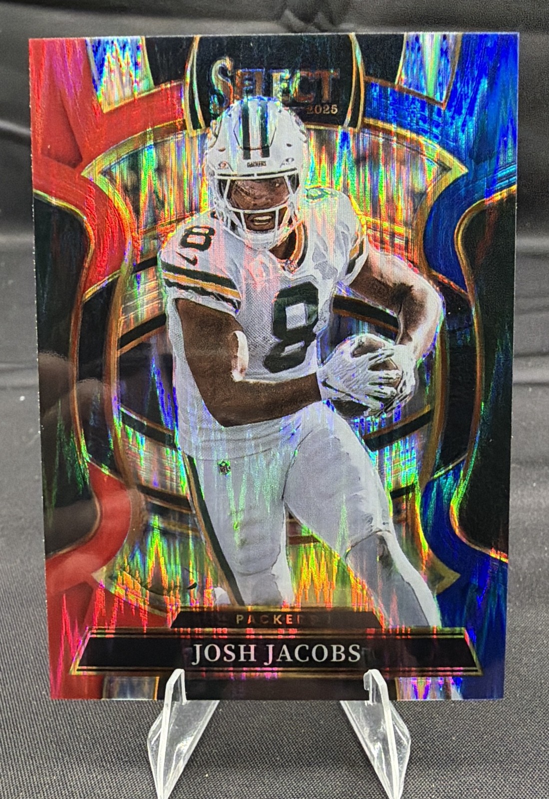 2025 Panini Select - Concourse Josh Jacobs #67 Red & Blue Shock Prizm