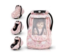 Hippo Baby Infant Car Seat Cover Pink Baby Carrier Insect Screen Nwot Hippo Baby Infant Car Seat Cover Pink Baby Carrier Insect Screen Nwot