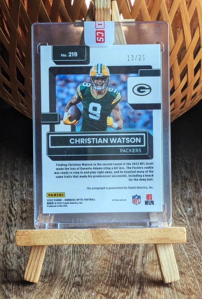 2022 Donruss Optic Кристиан Уотсон рейтинг дебютант черный Pandora Auto RC /25 - Изображение 3 из 3