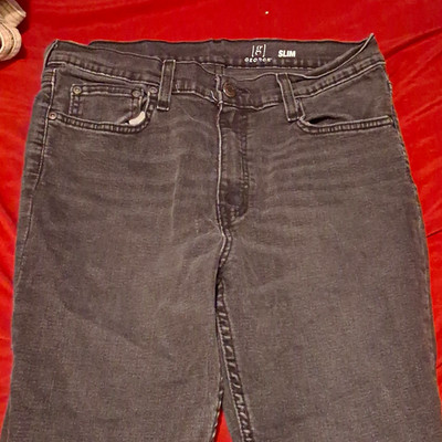 George Men's Gray Slim Fit Stretch Denim Jeans Dark Wash 5-Pocket NWOT