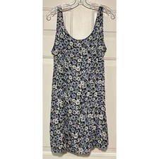 American Eagle Sun Dress Womens M Blue Floral Summer Keyhole Back Lightweight