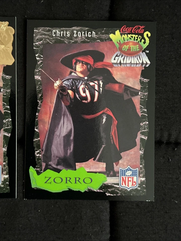 CHRIS ZORICH 1994 COKE MONSTERS OF GRIDIRON #5 Base & GOLD W/ TATTOO (Read) - Image 4 of 4