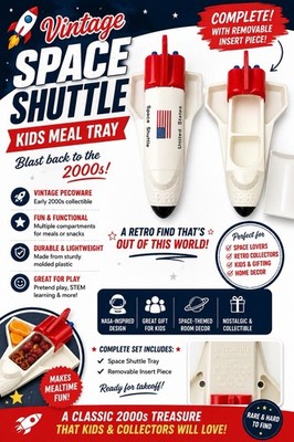 Vintage Pecoware Space Shuttle Kids Meal Tray Toy NASA USA Plastic Shuttle