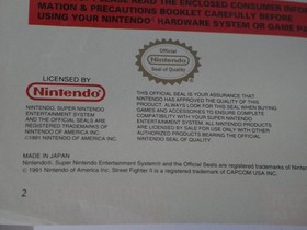 Nintendo SNES Super NES- Street Fighter II Instruction Booklet Manual Capcom