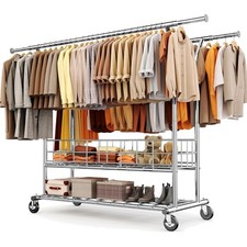 Vielseitiger Kleiderständer mit Rollen, erweiterbar bis 283 kg, modernes Design