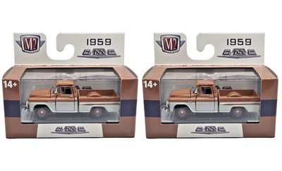 2025 M2 Machines 1959 GMC Fleetside Truck 4x4 Two-Tone Brown - Set of 2