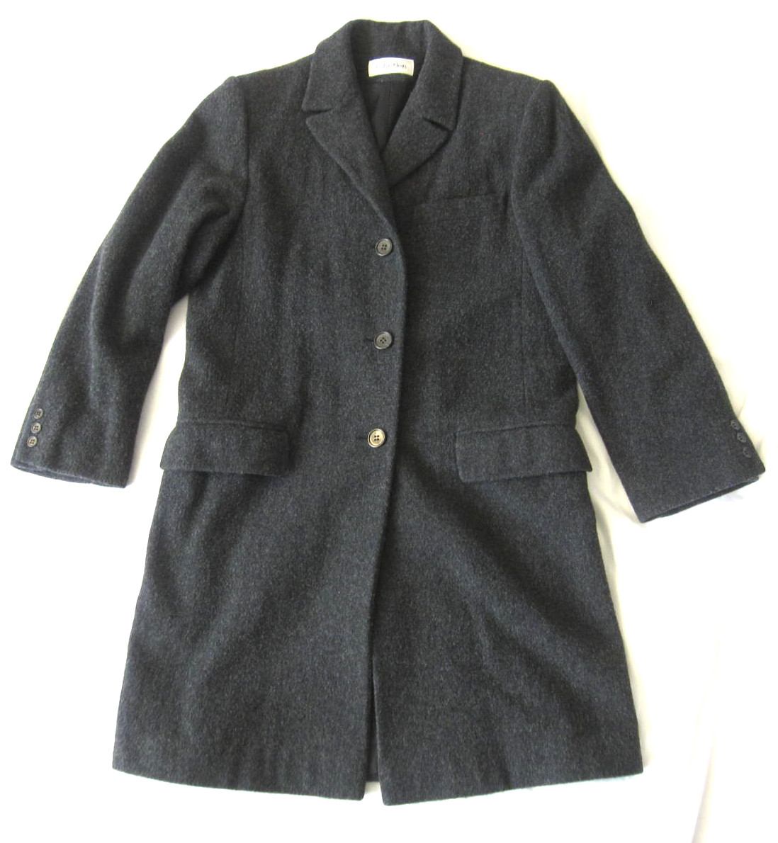 Y2K Calvin Klein Overcoat Women 100% Merino Wool Classic Sz 10(WJ89) Made in USA