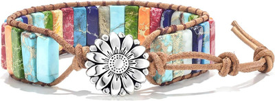 7 Chakra Bracelets for Women with Real Stones Leather Wrap Healing Bead Bracelet