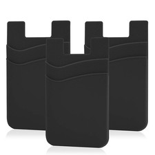 Senose Cell Phone Wallet, Silicone Adhesive Stick-on 10x8x1cm, Black 3