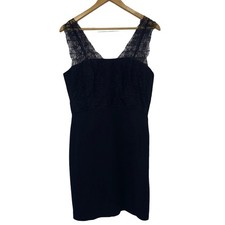 L.K. Bennett lace sleeveless 100% silk black mini dress size 10