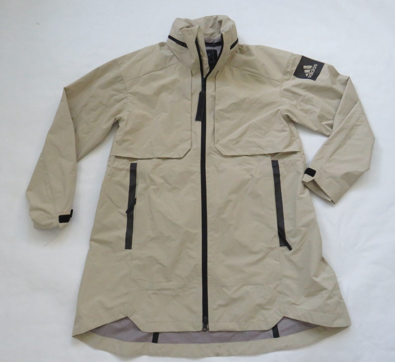 Adidas My Shelter Rain wind Coat shell Jacket Parka Hooded XS womens Beige