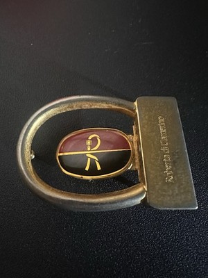 Roberta di Camerino Belt Buckle Italy Red Black Enamel Gold Tone