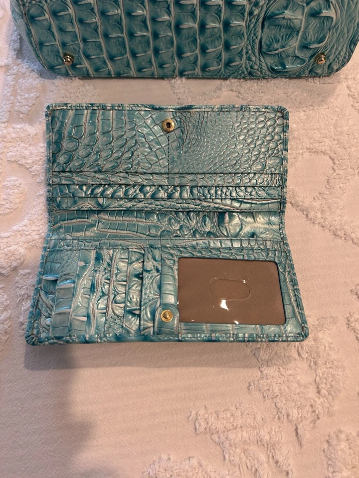 NUEVO CON ETIQUETAS Cartera Brahmin Duxbury Azul Polvoriento Melbourne Cuero Genuino Cartera a Juego Foto 4 de 4