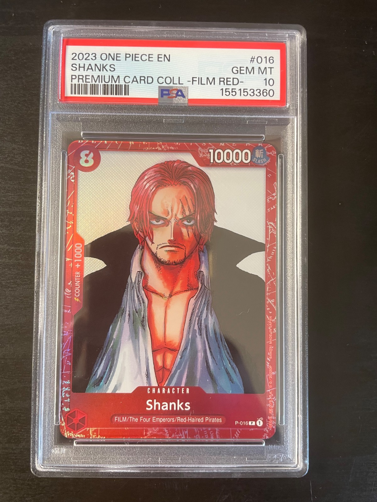 2023 ONE PIECE PREMIUM CARD COLLECTION -ONE PIECE FILM RED- #016 SHANKS PSA 10