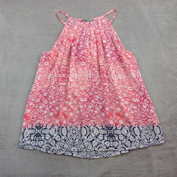 Just Jeans Women's Size 14 Halter Neck Top Pink White Navy Paisley Sleeveless