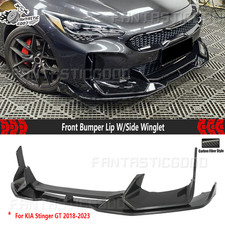For KIA Stinger GT 18-23 Painted Carbon AD Style Front Bumper Lip W/Side Winglet