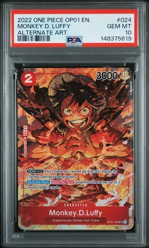 2022 ONE PIECE OP01-ROMANCE DAWN ALTERNATE ART #024 MONKEY D. LUFFY PSA 10