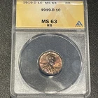 Anacs MS 63RB 1919-D Lincoln Cent, Razor-Sharp & Nearly Full-Red, Tougher Date!