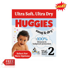Huggies Snug and Dry Size 2 Baby Diapers 116 Ct Disposable Infant Protection