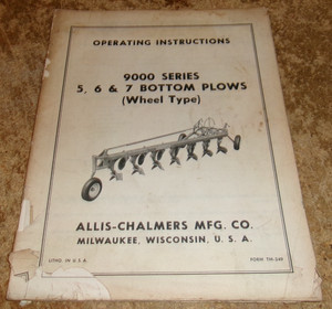 vintage allis-chalmers 9000 series 5,6,7 bottom plow operating instructions used