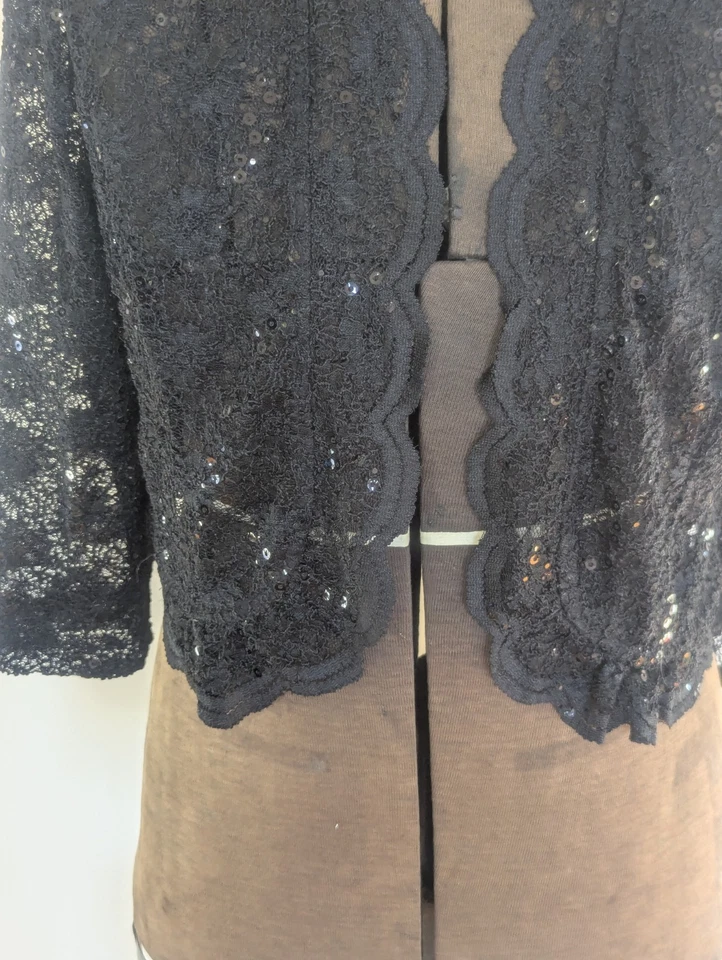 R&M Richards Women Lace Sequin Bolero Shrug Size XL Scalloped Elegant Event - Image 4 of 4