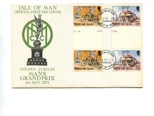 Isle of Man 1973 Manx Grand Prix Gutter Pair FDC