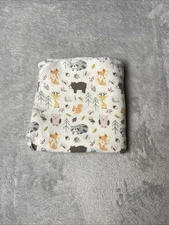 HB Woodland Forest Animals Baby Receiving Blanket Flannel Owl Fox Raccoon Lovey