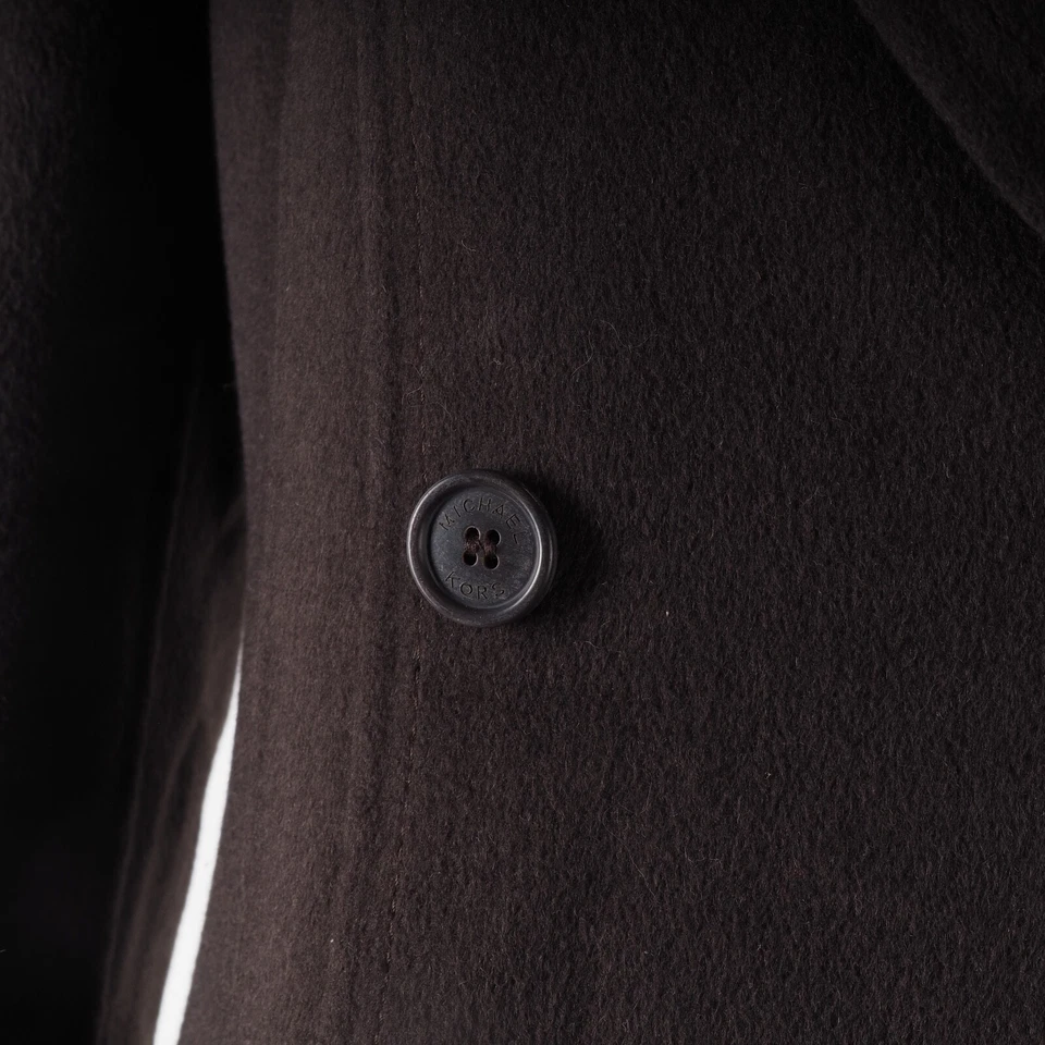 Michael Kors Women's Wool Angora Double Breasted Dark Brown Coat Jacket size 10 - Изображение 4 из 4