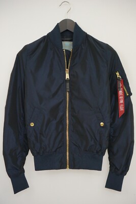 Woman Alpha Industries Jacket Breathable Nylon Bomber Military Blue S VAM106