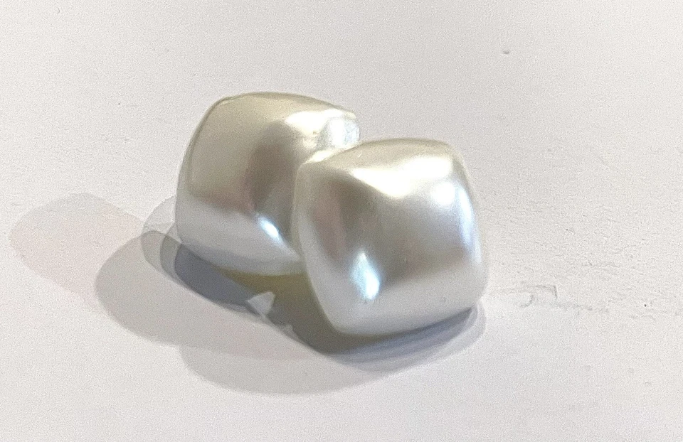 6 X 11mm Iridescent Pearl Finish Square Shank Buttons Vintage - Image 2 of 4
