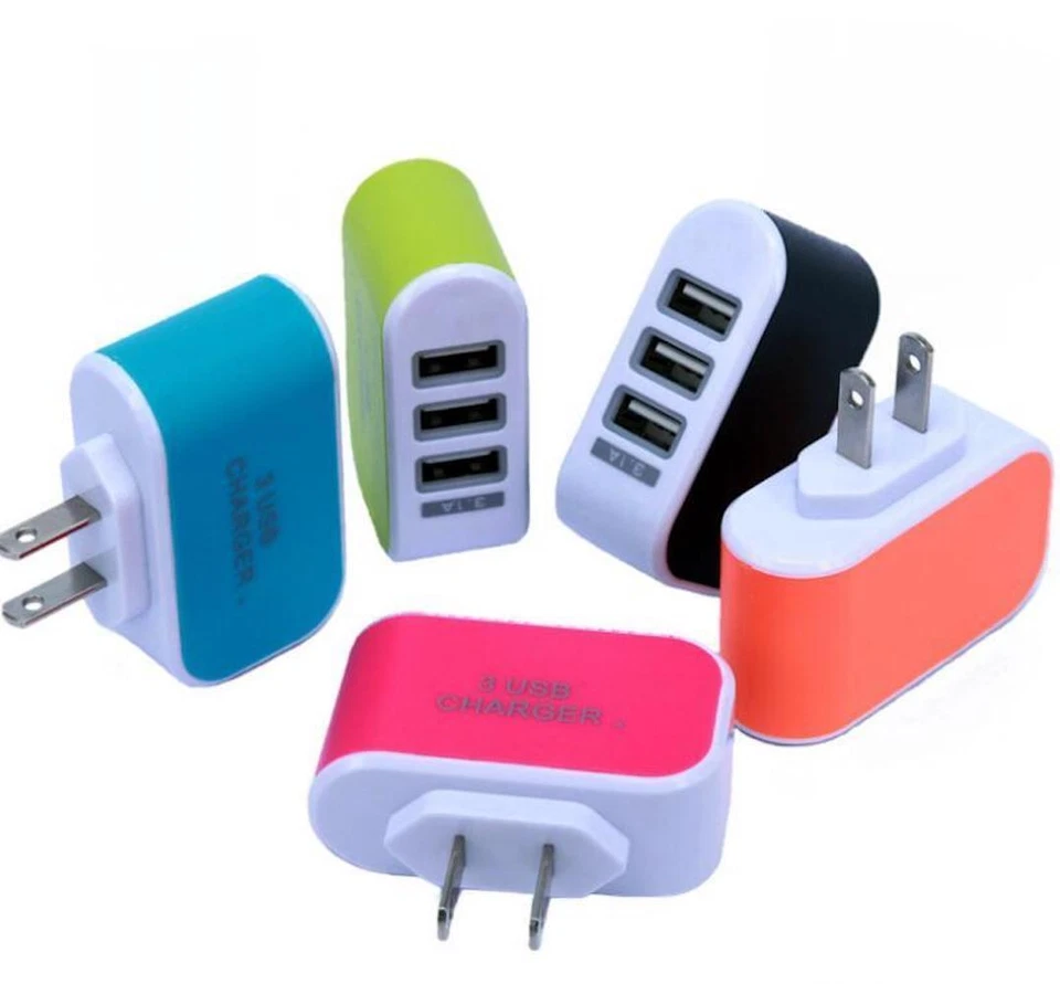 5V 3.1A WALL PLUG 3 USB PORT HUB SLOT CHARGER A/C ADAPTER CONNECTOR US LED LIGHT - Image 4 of 4