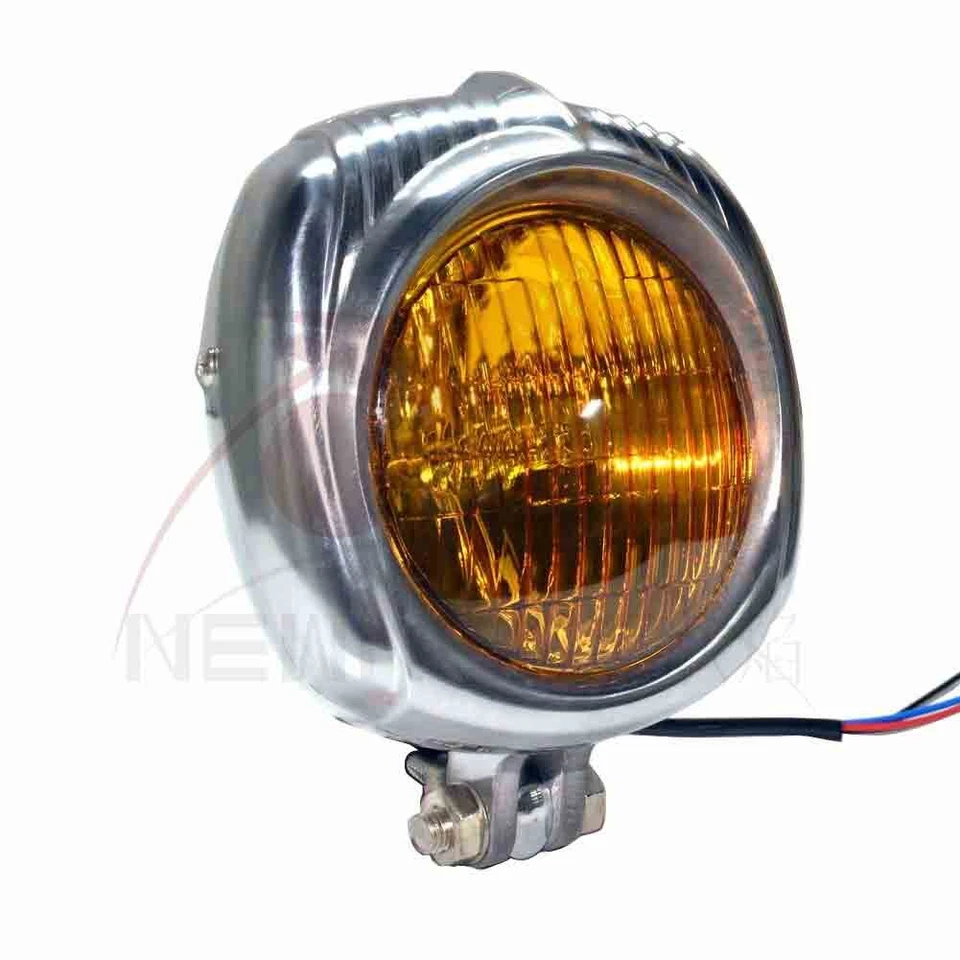 Lámpara de luz de cabeza de haz sellada vintage pulida para Bobber Chopper Softail Springer Foto 2 de 4