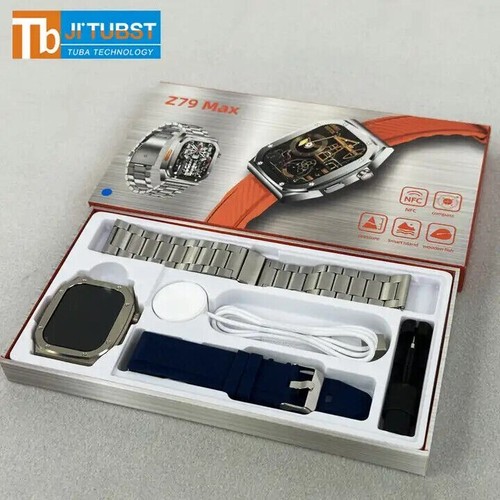 Stainless Steel Smart Watch For Men Waterproof Bluetooth BT Call NFC Orange - Picture 3 of 3