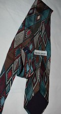 Pierre Cardin Brown Geometric Print 100% Silk 58 Inch Tie, Made in USA